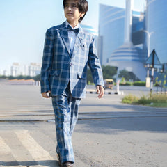 formal blue party wear coat suit set for boys