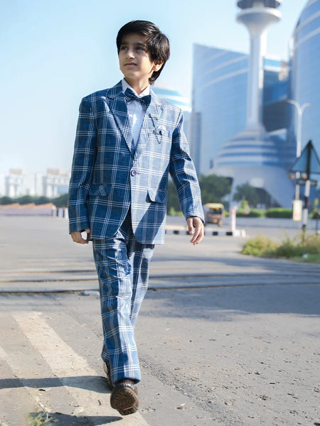 formal blue party wear coat suit set for boys