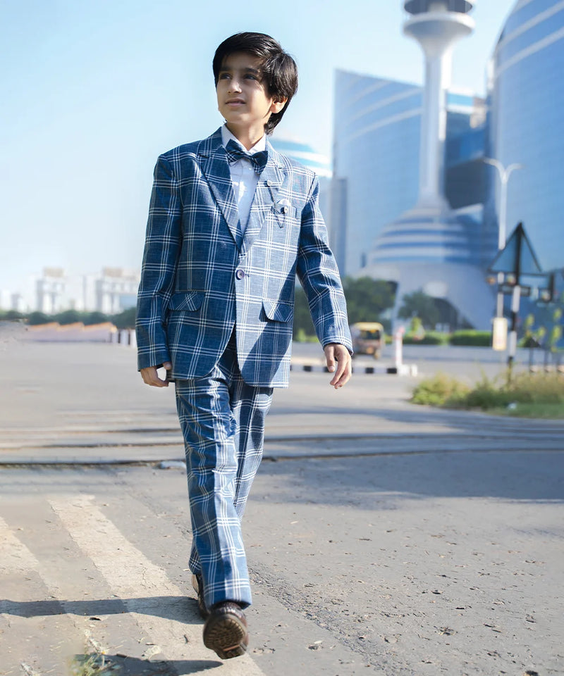 formal blue party wear coat suit set for boys