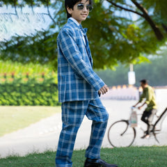 wedding wear blue coat suit set for boys