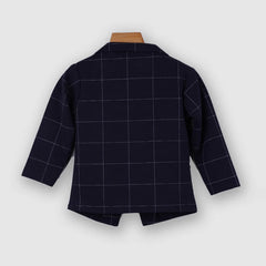 back view of navy blue blazer set for boys
