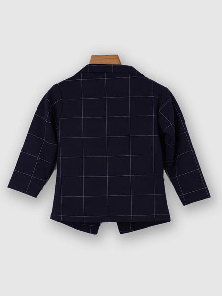 back view of navy blue blazer set for boys