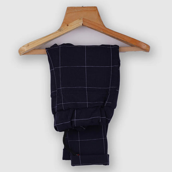 checked pants under navy blue blazer set for boys