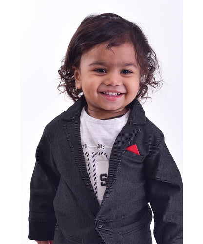 Black Coat Suit with a Pocket Square for Party for Boys