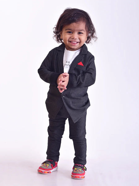 wedding wear black blazer set for baby boys