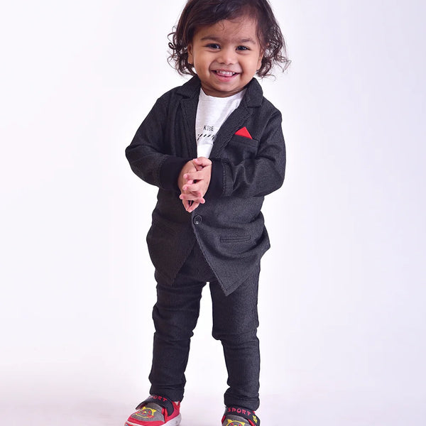 wedding wear black blazer set for baby boys
