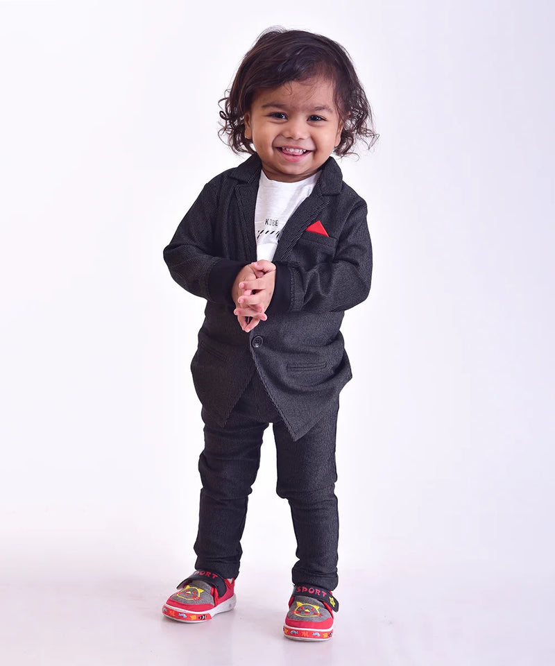 wedding wear black blazer set for baby boys