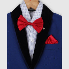 party wear velvet blue coat suit set for boys