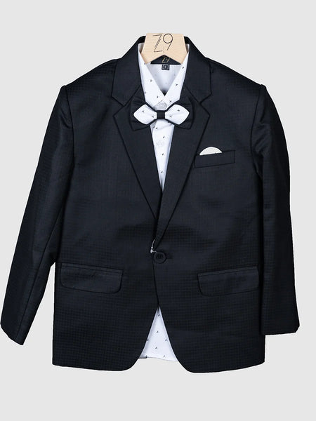Charcoal Black Boys Partywear Tuxedo Suit Set | Jaipur Kids Fashion