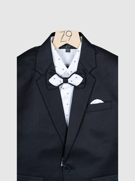 wedding wear charcoal black coat suit set for boys
