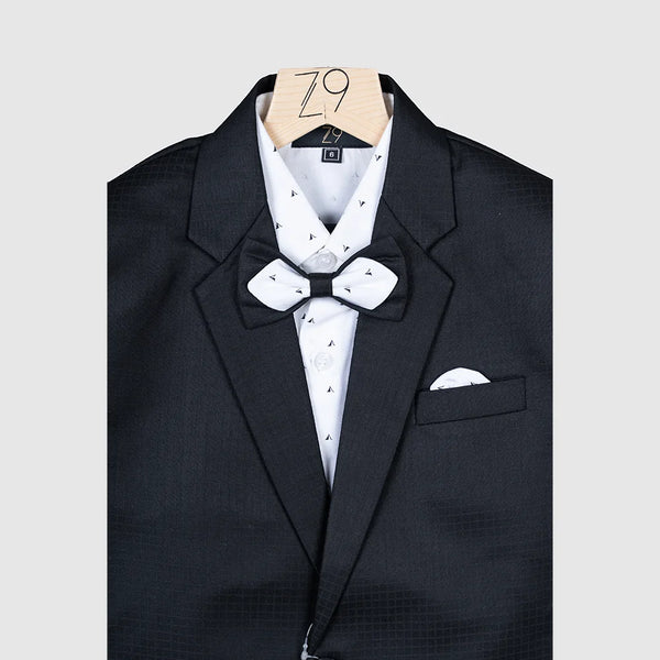 wedding wear charcoal black coat suit set for boys