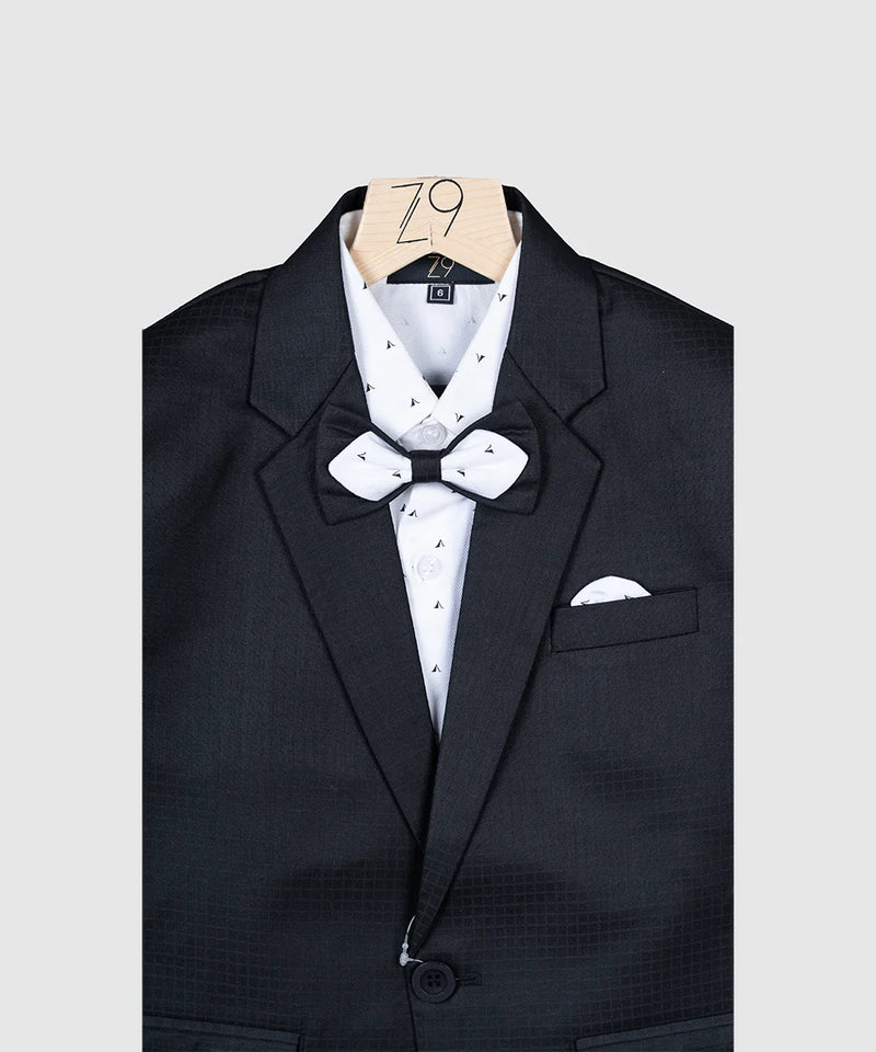 wedding wear charcoal black coat suit set for boys