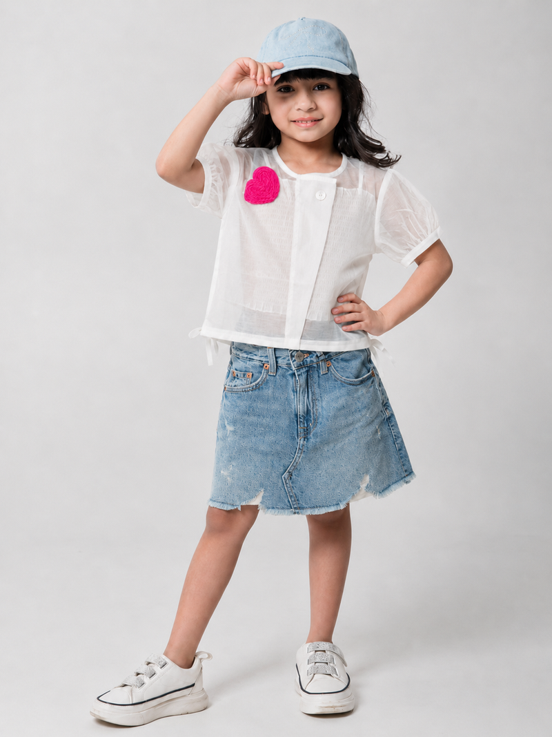 Stylish White Sheer Top for Girls  – Birthday Party Outfit