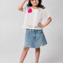 Stylish White Sheer Top for Girls  – Birthday Party Outfit