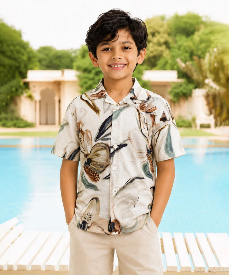 Boys Summer Vacation Printed Shirt