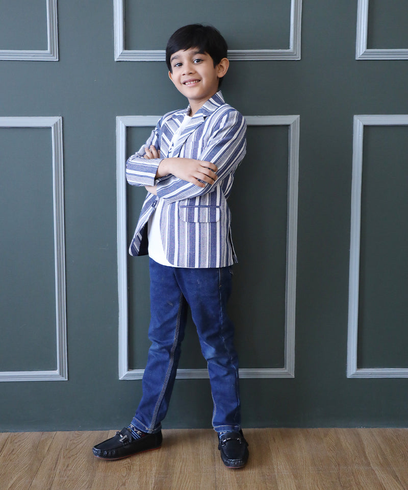 party wear blue blazer set for boys