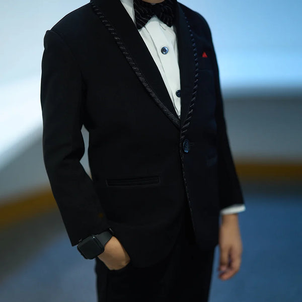 Classic partywear black tuxedo set for kids, blend fabric, Jaipur boutique