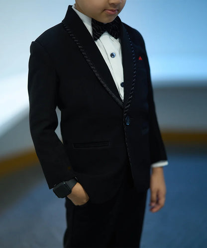 Classic partywear black tuxedo set for kids, blend fabric, Jaipur boutique