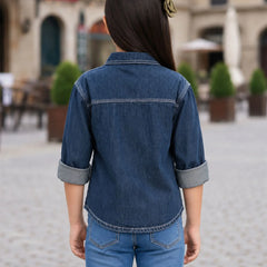 Stylish blue denim shirt for girls 6–14 years, Devils N Angels Jaipur, view 5