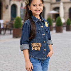 Blue denim shirt top for girls, Devils N Angels Jaipur, view 3