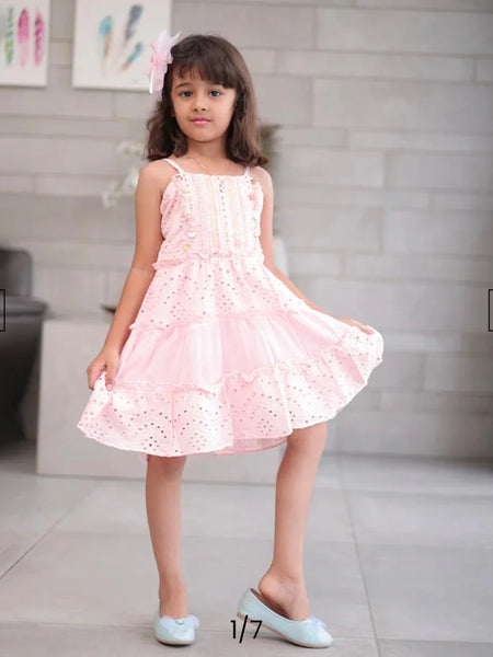 Devils N Angels Girls Tiered Party Dress Pink 1-8 Years Birthday Party