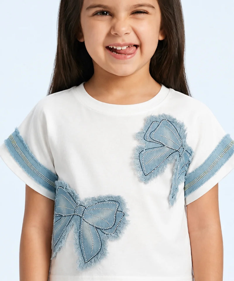Sky Blue Bow Fashion Top