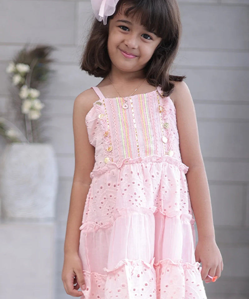 Devils N Angels Girls Tiered Party Dress Pink 1-8 Years Birthday Party