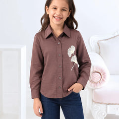 Girls' coffee satin shirt party outfit, Devils N Angels Jaipur, view 2