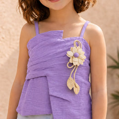 Girls Lavender Flower Top