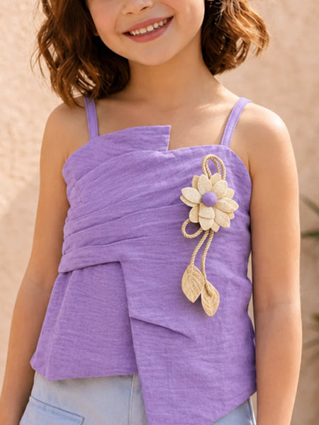 Girls Lavender Flower Top