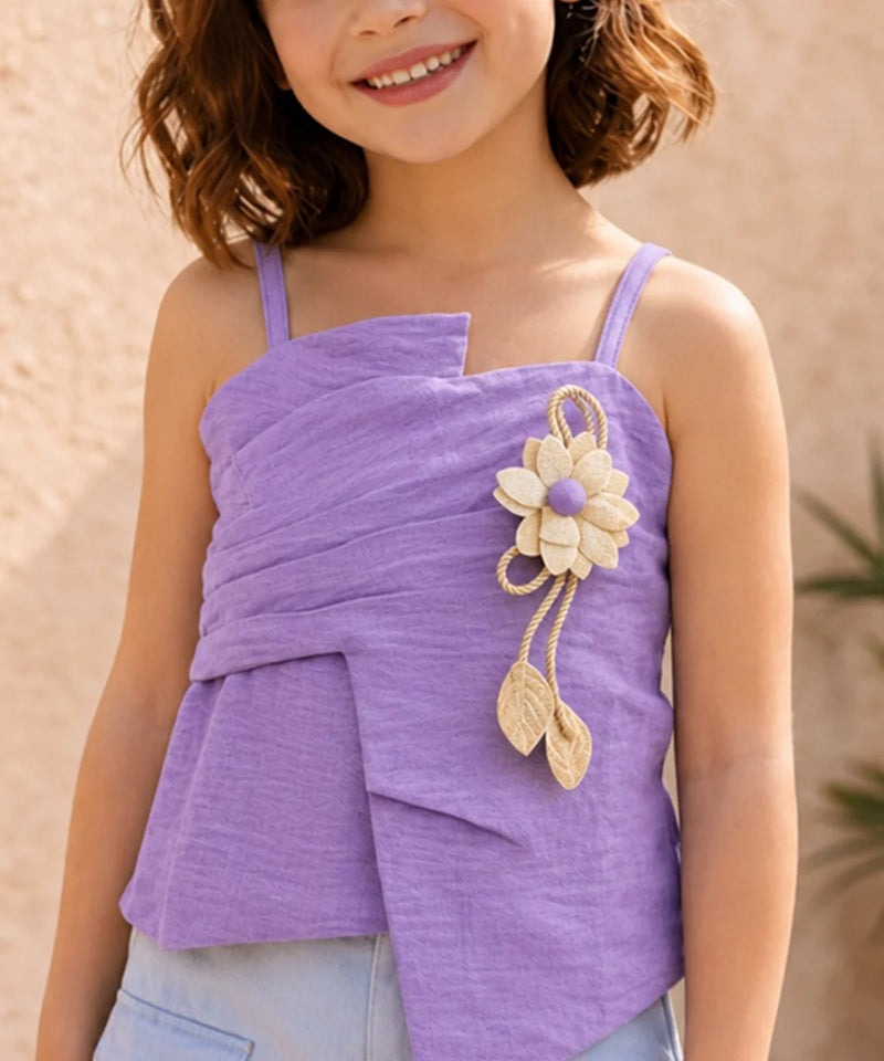 Girls Lavender Flower Top