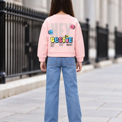 Girls' pink Bestie crop top for birthday parties, Devils N Angels Jaipur, view 5