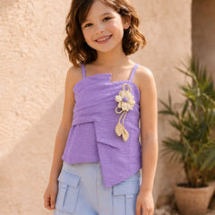 Girls Lavender Flower Top