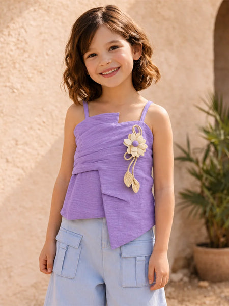 Girls Lavender Flower Top