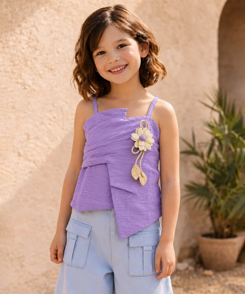 Girls Lavender Flower Top