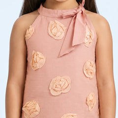 Girls Peach Flower Pattern Top