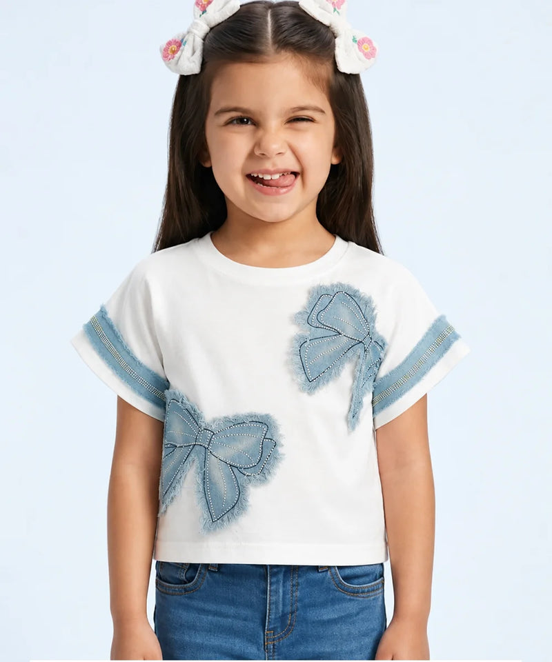 Sky Blue Bow Fashion Top