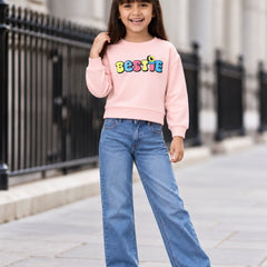 Trendy pink full sleeve Bestie top for girls, Devils N Angels Jaipur, view 3