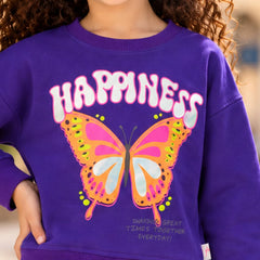 Girls' purple printed crop top, trendy western wear, Devils N Angels Jaipur, view 4