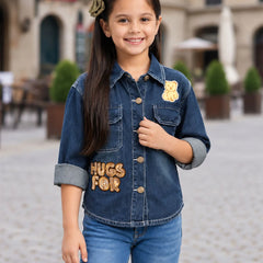 Girls' denim shirt, trendy western wear, Devils N Angels Jaipur, view 2