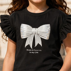 Devils N Angels Girls Ruffle Sleeve Top Black Casual Wear Jaipur