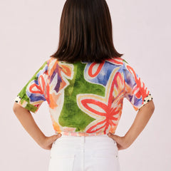 Devils N Angels Girls Floral Print Shirt Top Multicolor Casual Wear