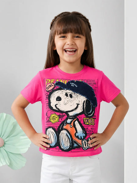 Pink Girls Cartoon Print Top