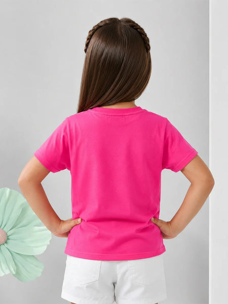 Pink Girls Cartoon Print Top
