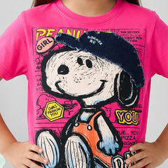 Pink Girls Cartoon Print Top