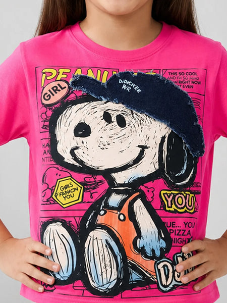 Pink Girls Cartoon Print Top