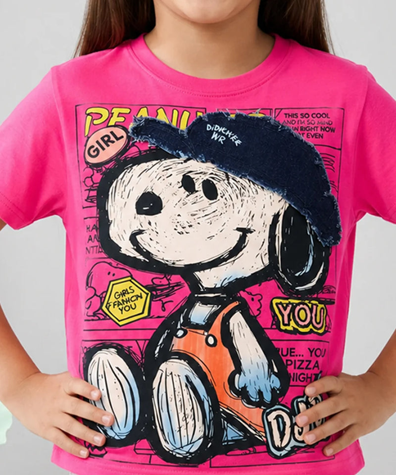 Pink Girls Cartoon Print Top