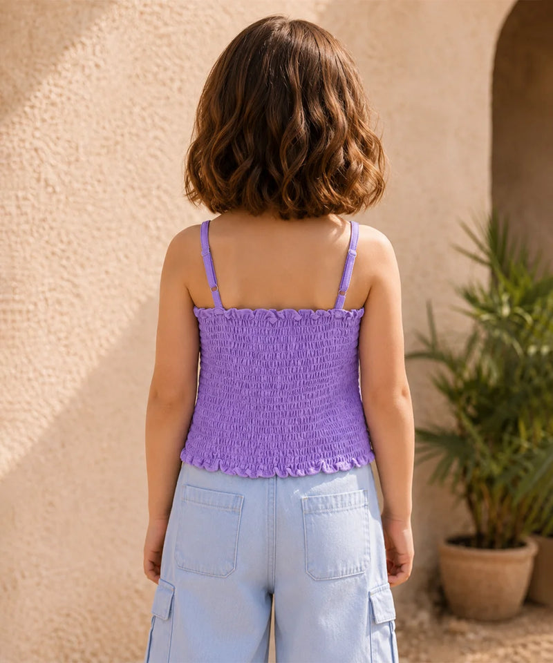 Girls Lavender Flower Top