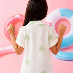 White Flower Embroidered Girls Top