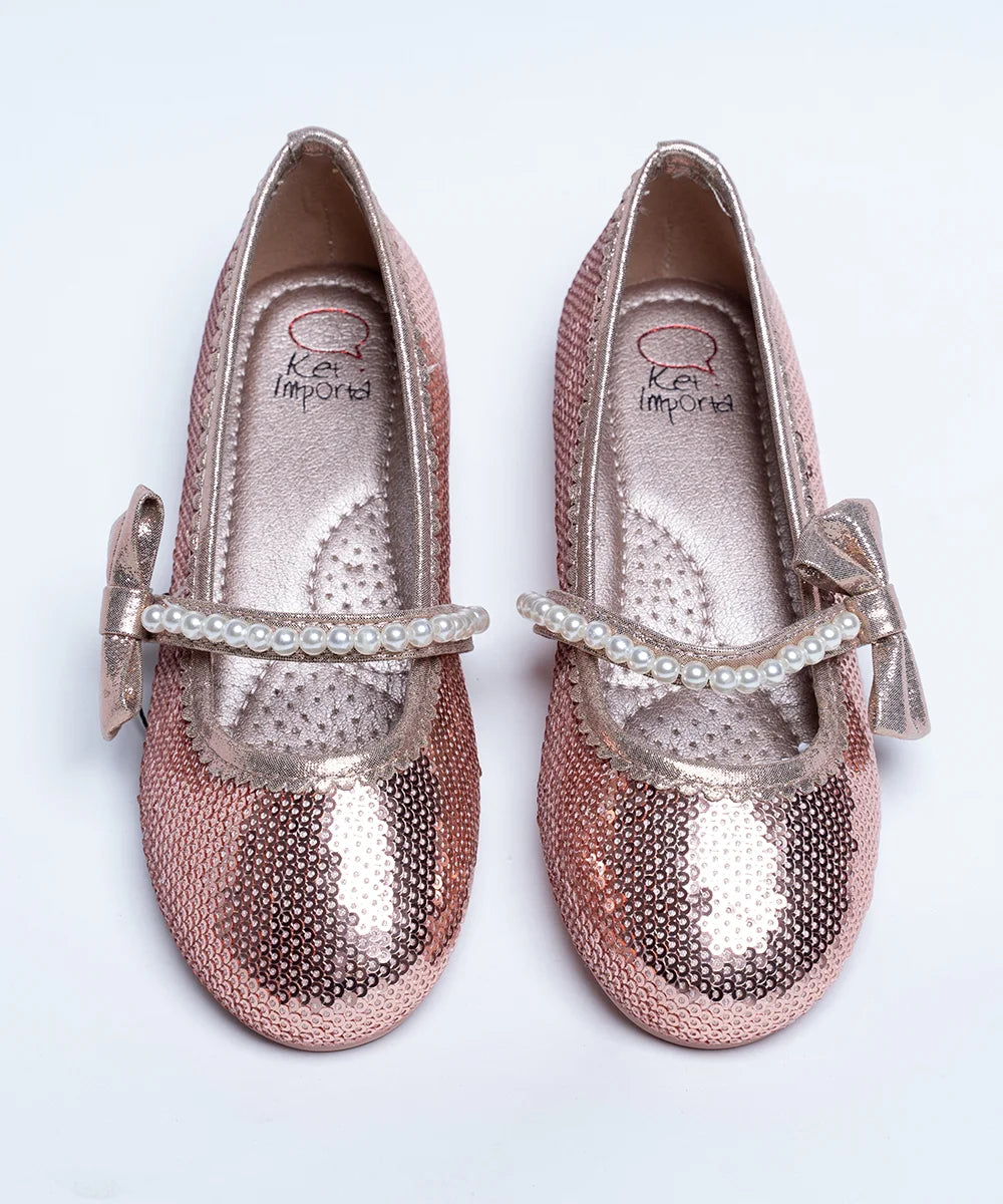 Rose-Gold Colored Party Sandals for Kid Girl